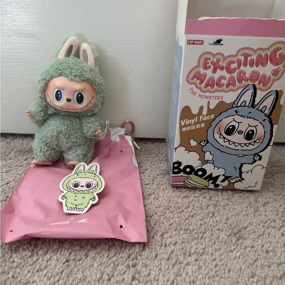 Exciting Macaron Kids Plush Vinyl Face Toy - Green